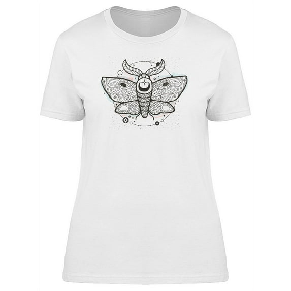 Beautiful Mystical Moth Sketch T-Shirt Women -Image by Shutterstock, Female XX-Large