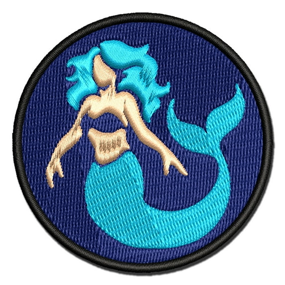 Beautiful Mythological Mermaid Applique Multi-Color Embroidered Hook & Loop Patch - 2.0 Inch Mini