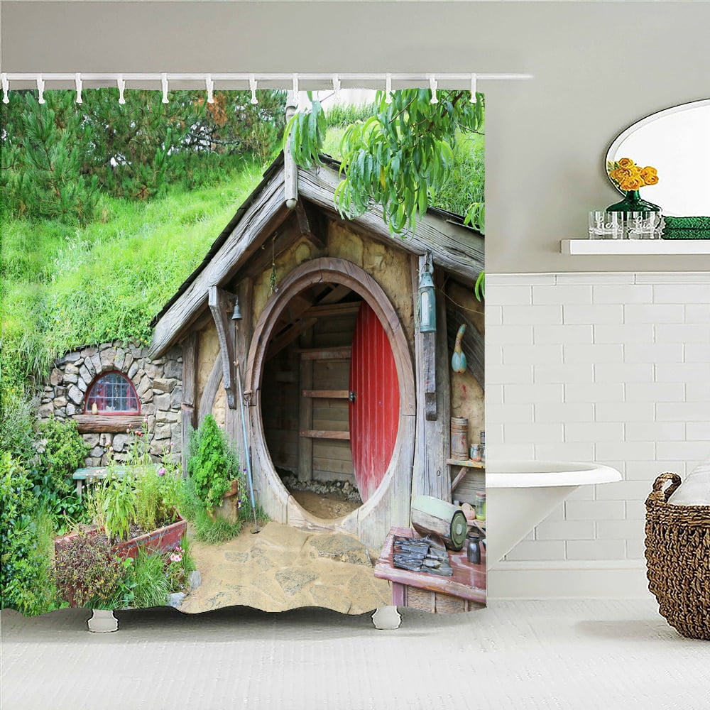 Beautiful Natural Forest Small House landscape Shower Curtain 3D Print ...