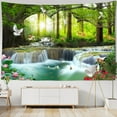 thumbnail image 1 of Beautiful Natural Forest Waterfall Printed large Wall Tapestry Sea View Hippie wall Tap, 1 of 4