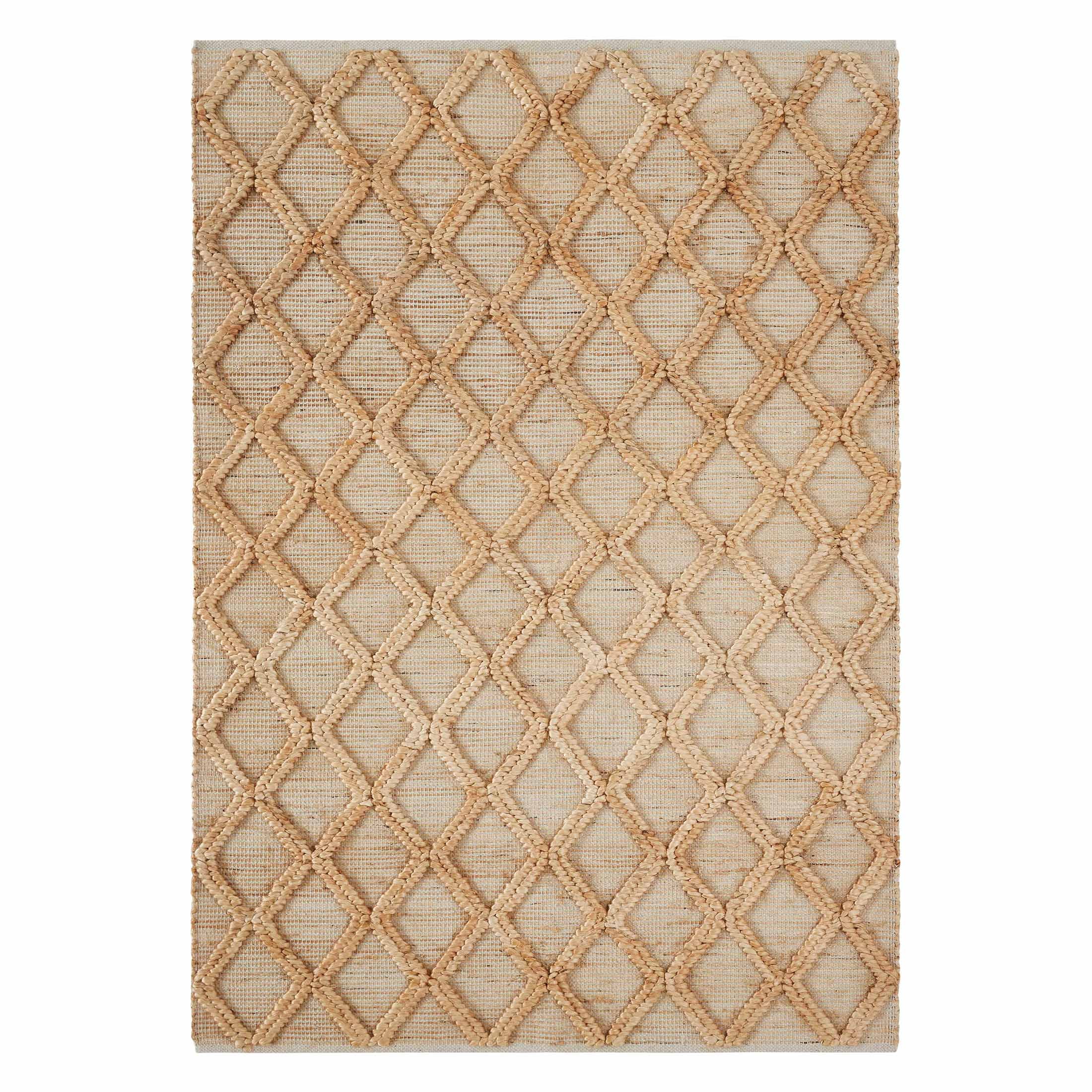 Beautiful Natural Jute Trellis Diamond Indoor Area Rug by Drew Barrymore, 5' x 7'