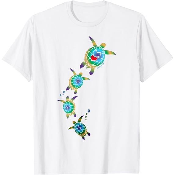 Beautiful Nautical Tropical Swimming Sea Turtles Unisex T-Shirt for Men Women Kids Toddler,White Color,Size 3T