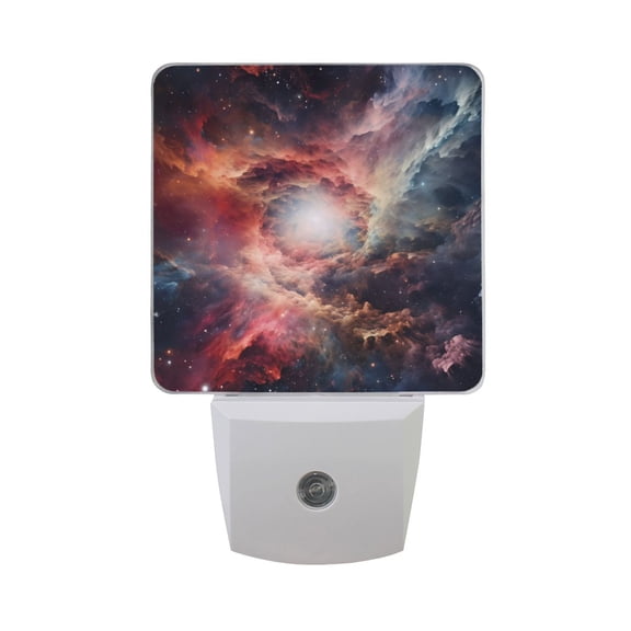 Beautiful Nebula in Space Night Light 2 Pack LED Nightlight Plug into Wall Dusk to Dawn Sensor Soft White