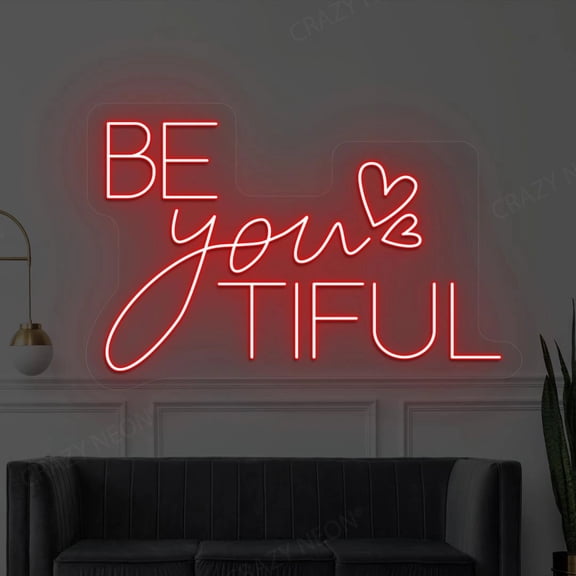 Beautiful Neon Sign (White, 20"(W)x15"(H))