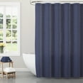 thumbnail image 1 of Beautiful Nightshadow Blue Check Matelassé Fabric Shower Curtain by Drew Barrymore, 72" x 72", 1 of 5