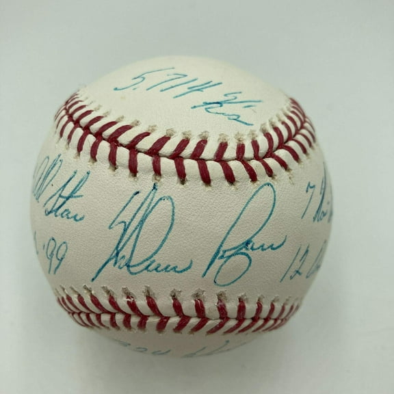 Beautiful Nolan Ryan Signed Heavily Inscribed Career STAT Baseball JSA COA