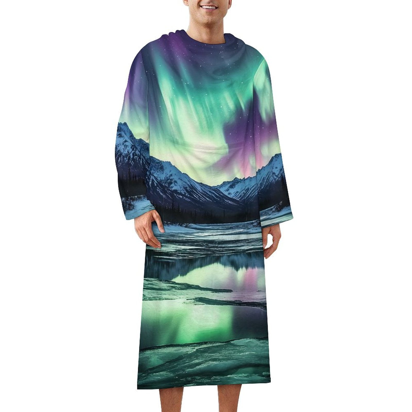 Beautiful Northern Lights Aurora Borealis Wearable Blanket with Sleeves ...