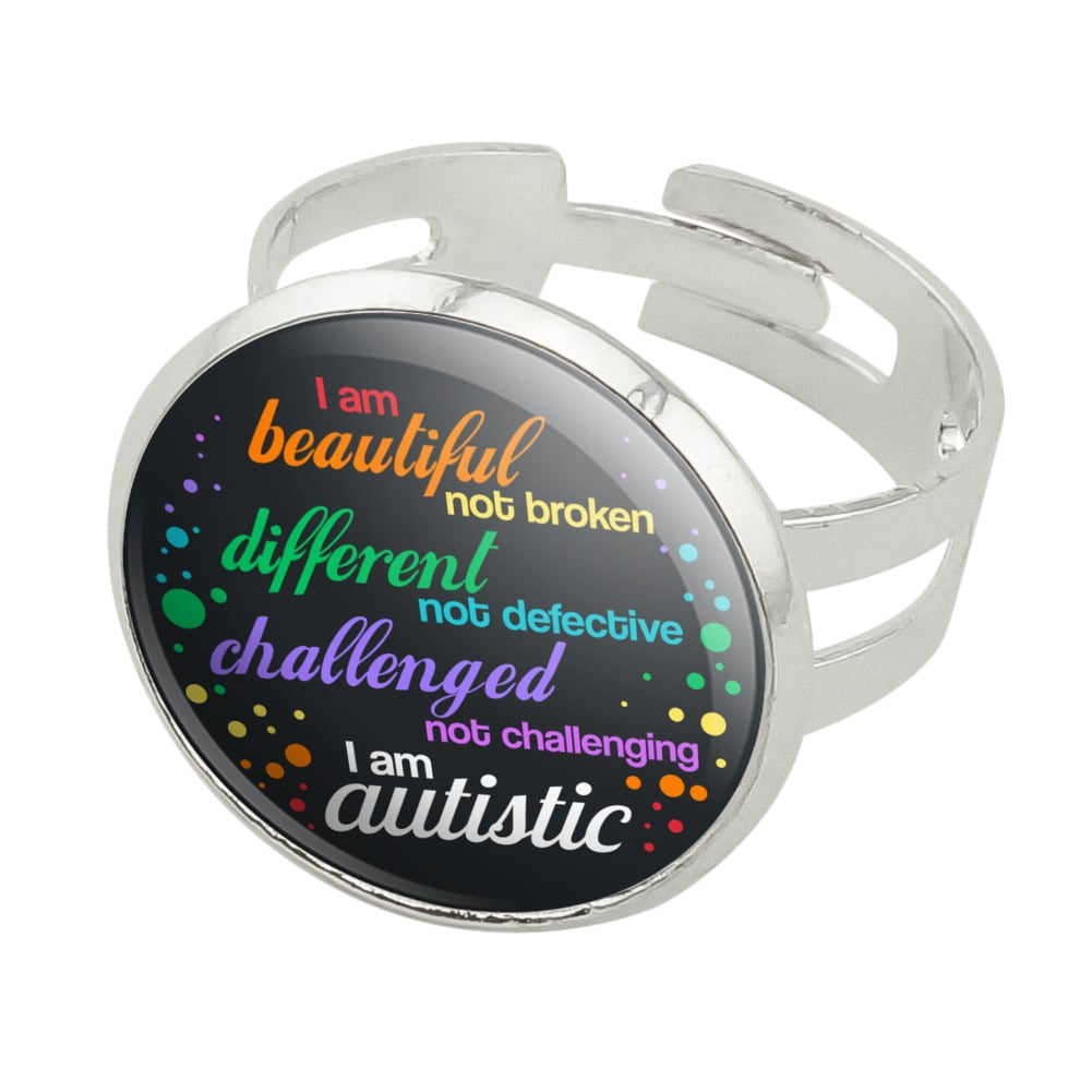 Beautiful Not Broken I Am Autistic Autism Silver Plated Adjustable ...
