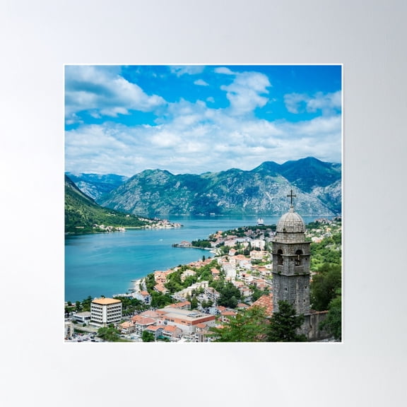 Beautiful Ocean Mountain Landscape Poster Wall Art, Modern Wall Decor, 16x16 UNFRAMED