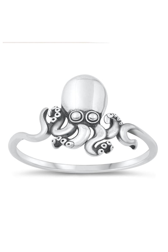 Beautiful Octopus Ring .925 Sterling Silver Ocean Beach Band Jewelry Female Male Unisex Size 4