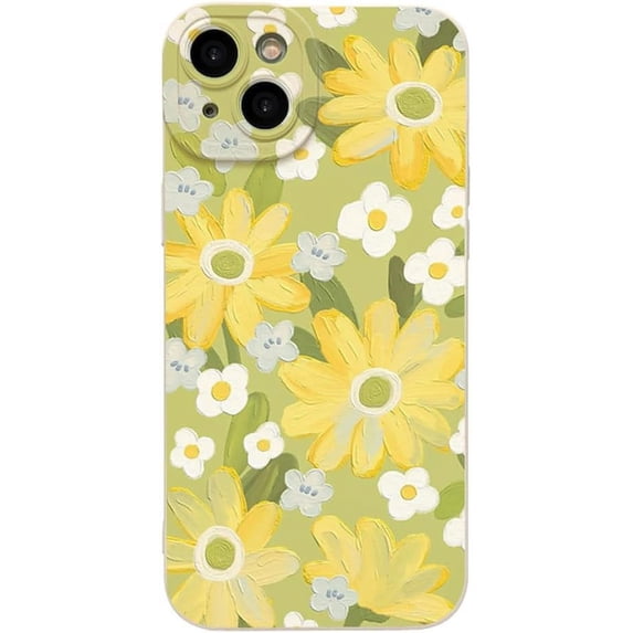 Beautiful Oil Painting Flowers Soft Phone Case Compatible with iPhone Case for Women Girls (Sunflower,iPhone 15 Pro)