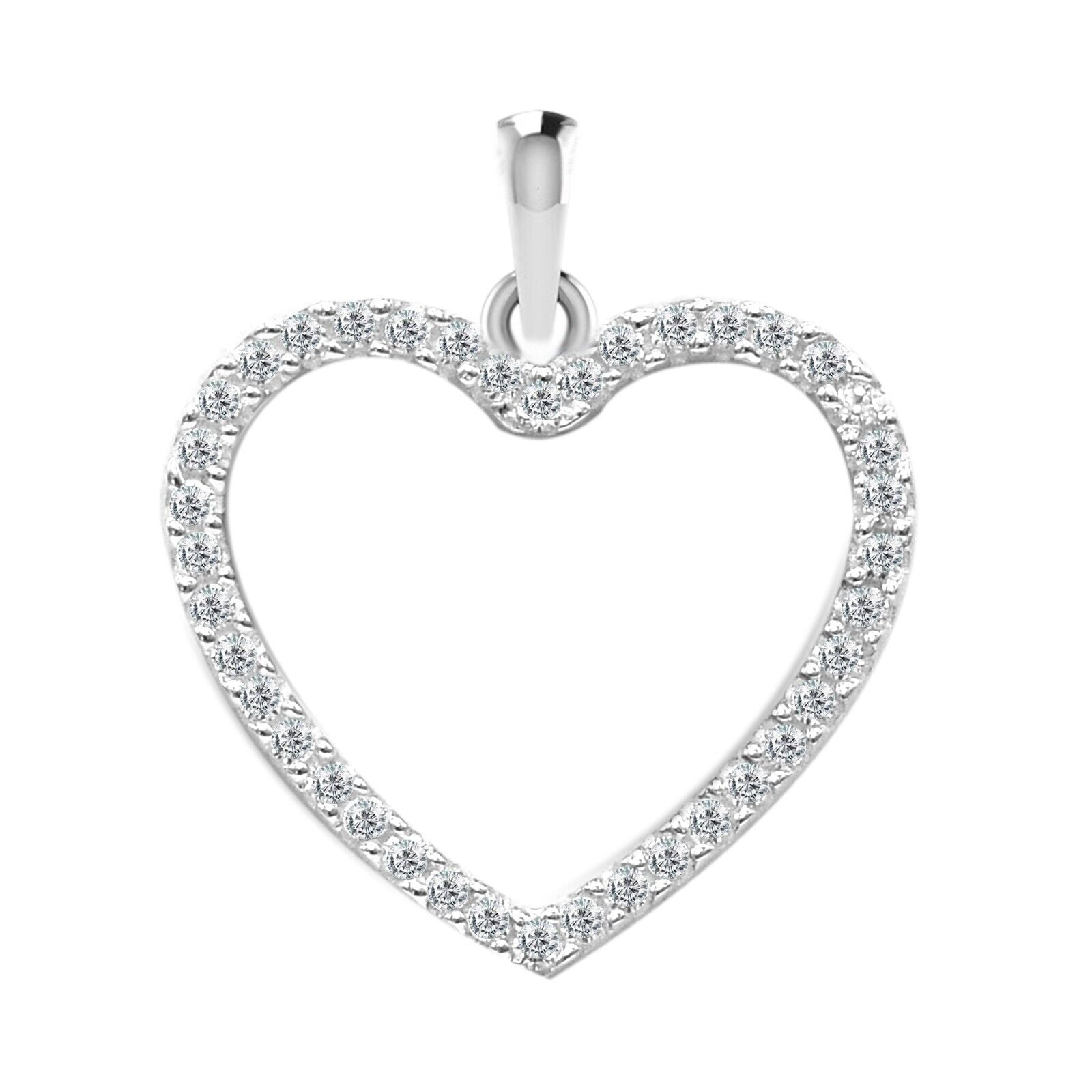 Beautiful Open Heart Pendant Chain 1ct Real Moissanite 14k White Gold