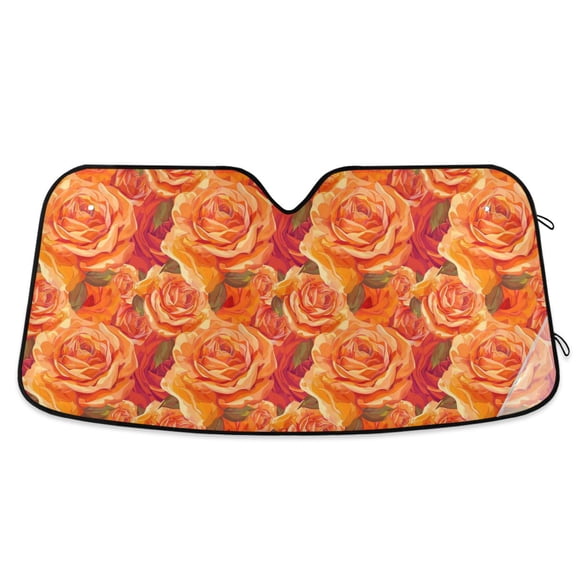 Beautiful Orange Rose Car Windshield Sun Shade Foldable Car Front Window Visor Heat and UV Protection 53x23.5