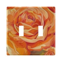 Beautiful Orange Rose Light Switch Plate Covers 2 Gang Wall Plate Plastics Outlet Covers for Kitchen Home Office Decor