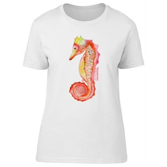 Beautiful Orange Seahorse Sketch T-Shirt Women -Image by Shutterstock, Female x-Large