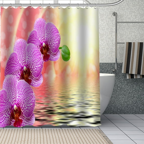 Beautiful Orchid Shower Curtains Bathroom Curtain Fabric Washable Polyester for Bathtub Home Fashion Art r with