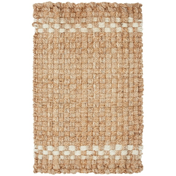 Beautiful Outdoor Handwoven Jute Doormat by Drew Barrymore, 18" x 30", White/Natural