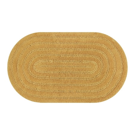 Beautiful Oval Cotton Bath Rug by Drew Barrymore, Amber Yellow, 20" x 34"