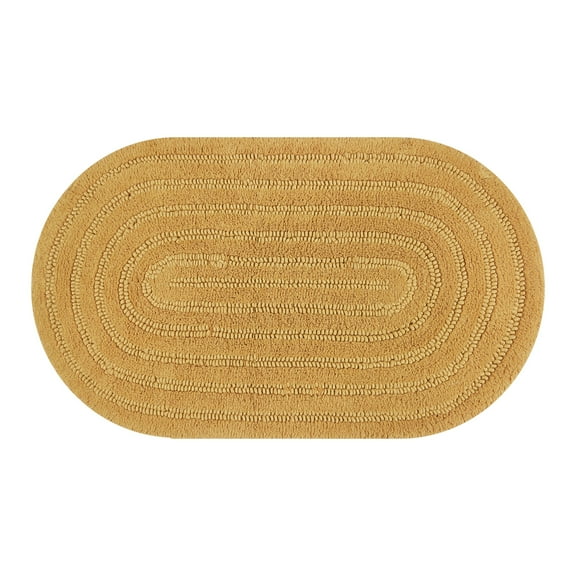 Beautiful Oval Cotton Bath Rug by Drew Barrymore, Amber Yellow, 20" x 34"