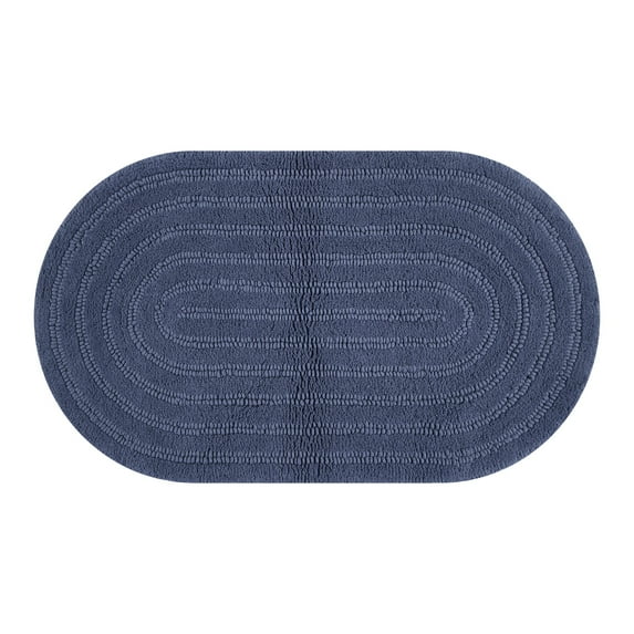 Beautiful Oval Cotton Bath Rug by Drew Barrymore, Nightshadow Blue, 20" x 34"