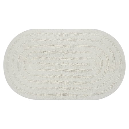 Beautiful Oval Cotton Bath Rug by Drew Barrymore, Off White, 20" x 34"