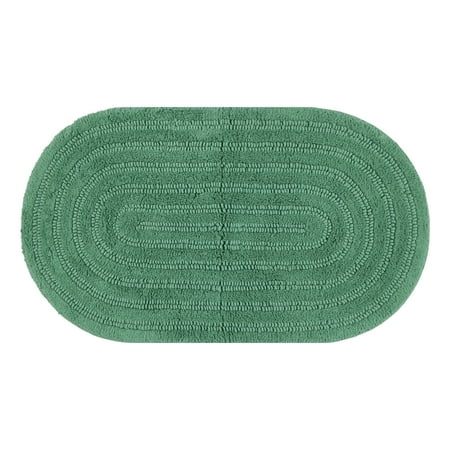 Beautiful Oval Cotton Bath Rug by Drew Barrymore, Pine Green, 20" x 34"