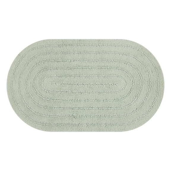 Beautiful Oval Cotton Bath Rug by Drew Barrymore, Sage Green, 20" x 34"