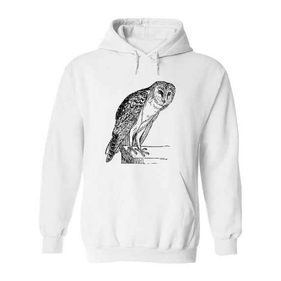 Beautiful Owl Pencil Drawing Hoodie Men -Image by Shutterstock, Male 3X-Large