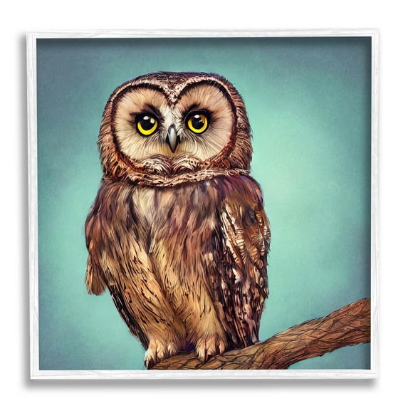 Beautiful Owl Wildlife Portrait Animals & Insects Painting White Framed Art Print Wall Art