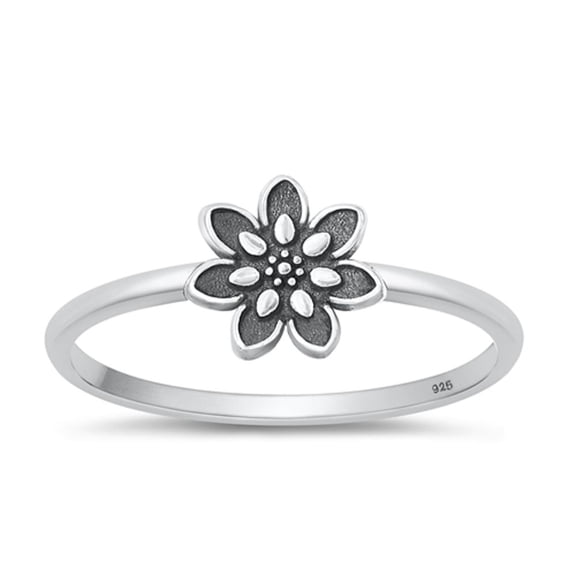 Beautiful Oxidized Flower Ring .925 Sterling Silver Band Jewelry Female Male Unisex Size 4