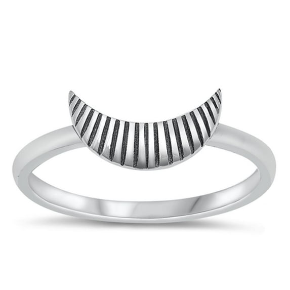 Beautiful Oxidized Moon Ring .925 Sterling Silver Band Jewelry Female Male Unisex Size 4