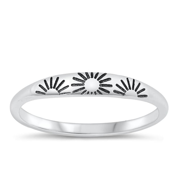 Beautiful Oxidized Ring .925 Sterling Silver Boho Sun Band Jewelry Female Male Unisex Size 8
