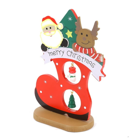 Beautiful Painted Snow Boot Shape Santa Claus Desktop Ornament Christmas DecorationRed S Size