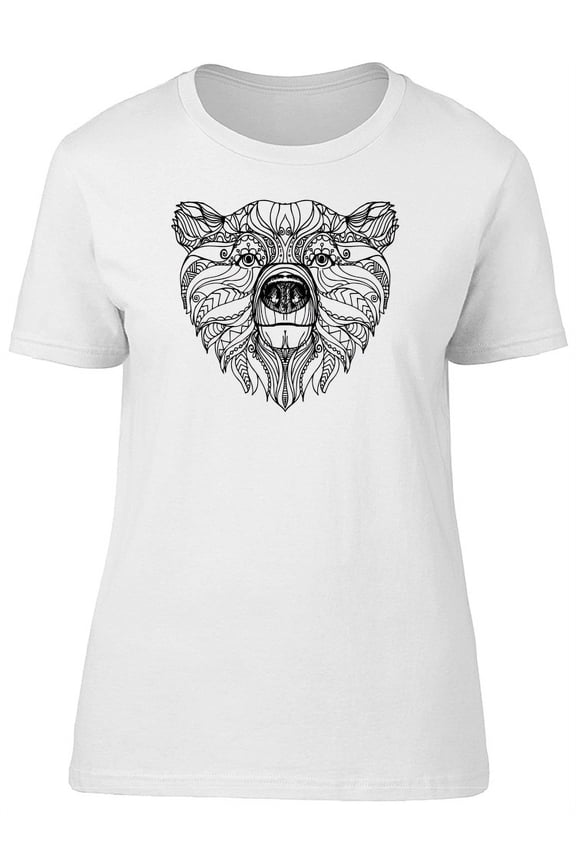 Beautiful Paisley Bear Face T-Shirt Women -Image by Shutterstock, Female Medium