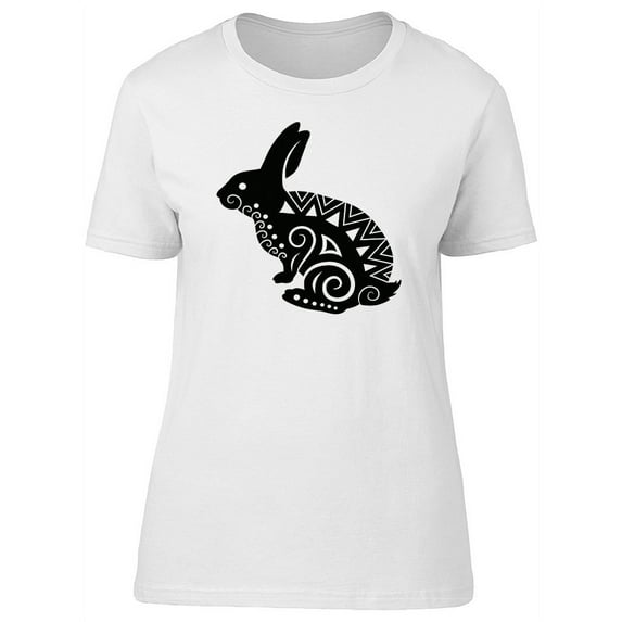 Beautiful Paisley Rabbit Doodle T-Shirt Women -Image by Shutterstock, Female XX-Large