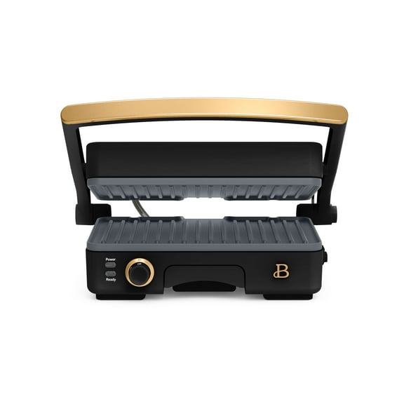 Beautiful 2-in-1 Panini Press & Grill with Detachable Plates, Black Sesame by Drew Barrymore