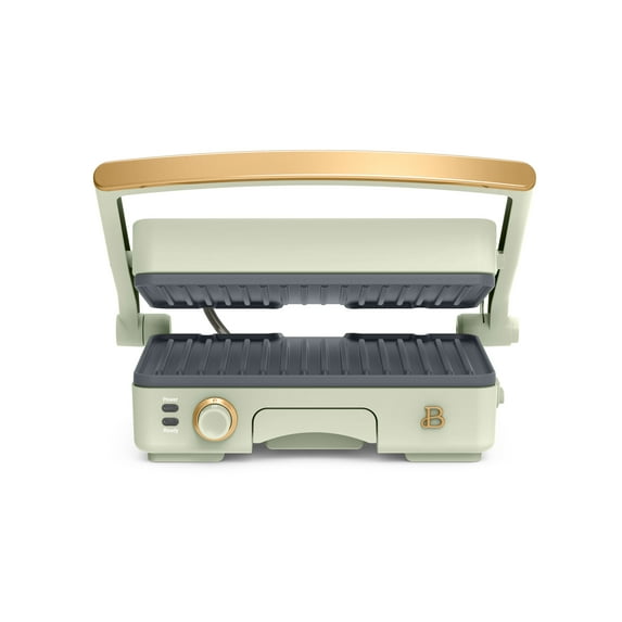 Beautiful 2-in-1 Panini Press & Grill with Detachable Plates, Sage Green by Drew Barrymore