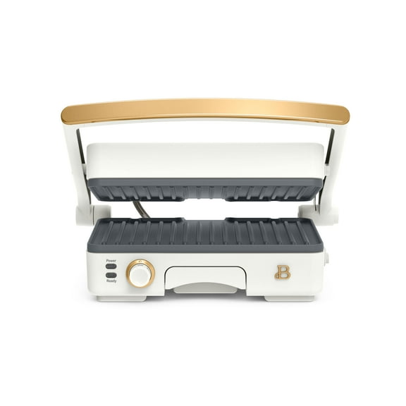 Beautiful 2-in-1 Panini Press & Grill with Detachable Plates, White Icing by Drew Barrymore