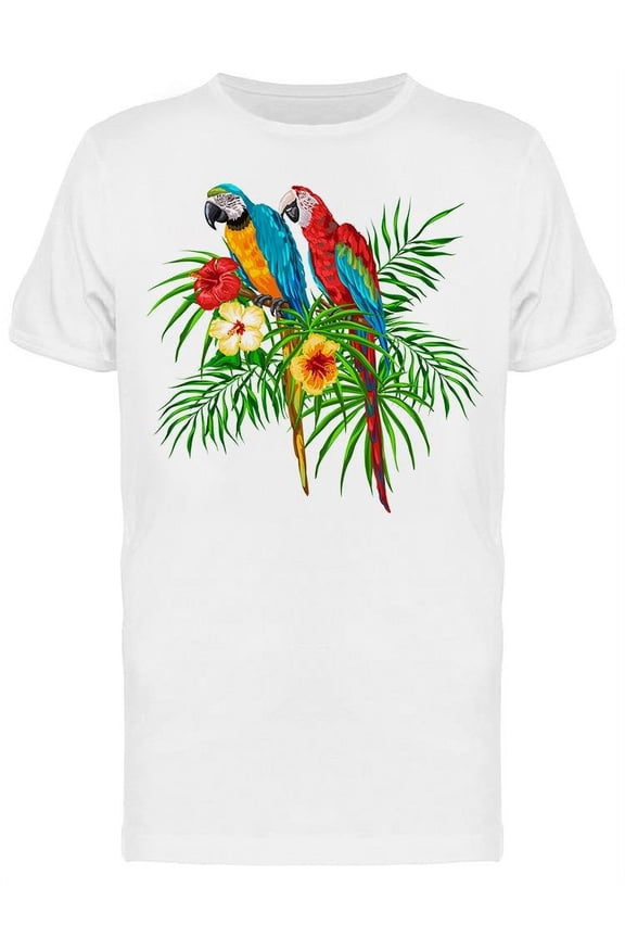 Beautiful Parrot Art T-Shirt Men -Image by Shutterstock, Male Large
