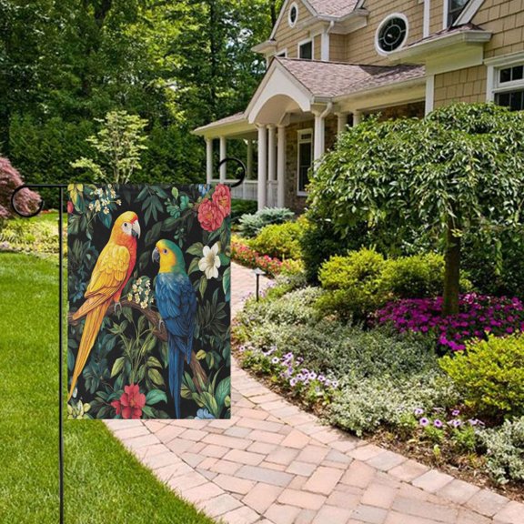 Beautiful Parrots Garden Flag Double Sided 12 x 18 Inch Outside Yard Decoration Outdoor Flag