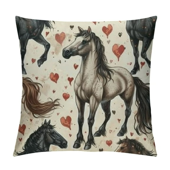 Beautiful  Pattern Cute Horse Riding Throw Pillow