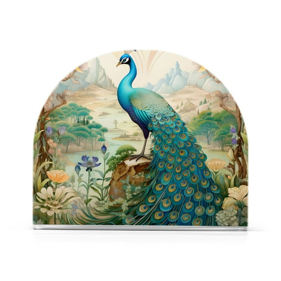 Beautiful Peacock Acrylic Napkin Holder Clear Paper Tissue Dispenser Kitchen Dining Room Bathroom Party Hotel