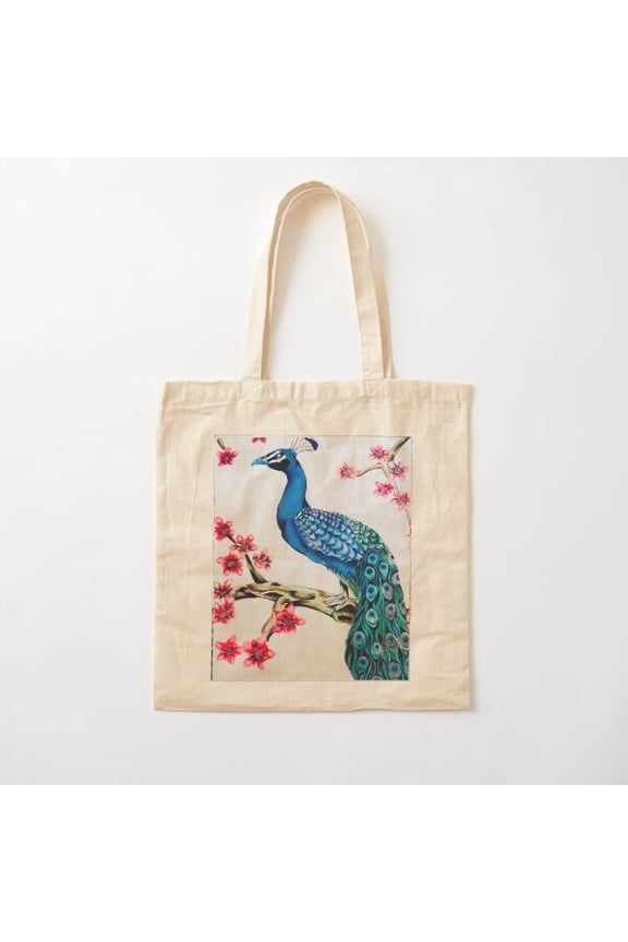 Beautiful Peacock Canvas Tote Bags, Reusable Shopping Bag