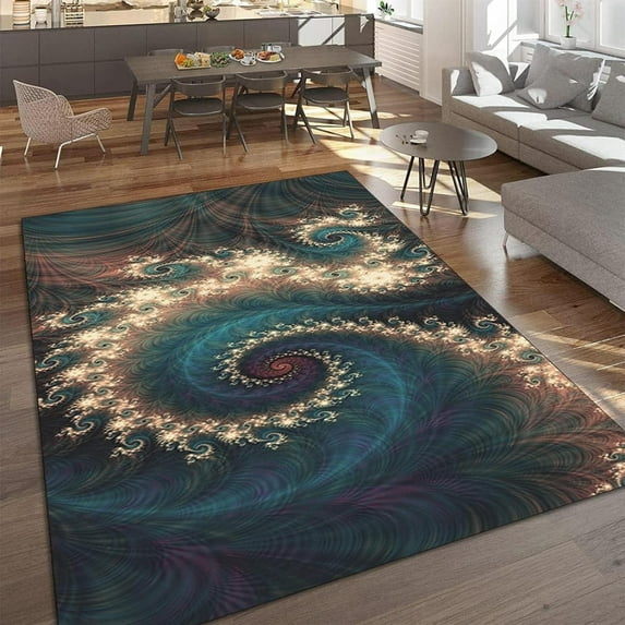 Beautiful Peacock Feather Art Area Rug Teal Blue Turquoise Non Slip Cushioned, Easy Clean Floor Carpet For Entrance Bedroom Bathroom Kitchen