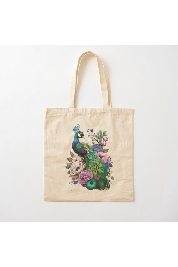 Beautiful Peacock Gift Canvas Tote Bags, Reusable Shopping Bag