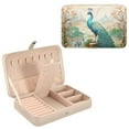 Beautiful Peacock Jewelry Box PU Leather Travel Small Jewelry Organizer