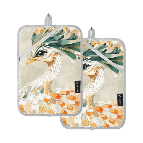 Beautiful Peacock Oven Mitts Pot Holders 2 pcs Heat Resistant for Kitchen Baking Grilling