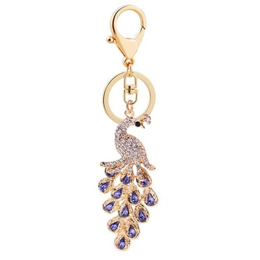 Beautiful Peacock Rhinestone Key Women's Wallet Chain Crystal Purse Keychain Key Rings with Chain Bag Key Ring