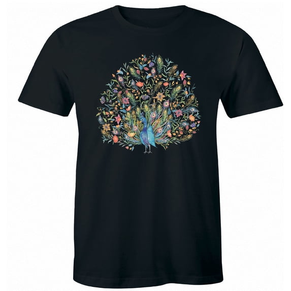 Beautiful Peacock T-Shirt Cute Animal Peacock Floral Tail Feathers Tee Shirt