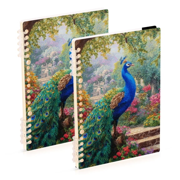 Beautiful Peacock in Garden Notebook Detachable Coil Notebook Diary Plan Book A5 Size 60 Pages 1 Pack